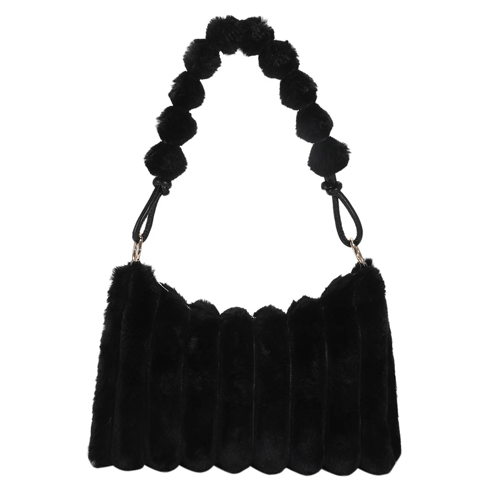 Plush Fluffy Winter Shopper Underarm Bag for Women