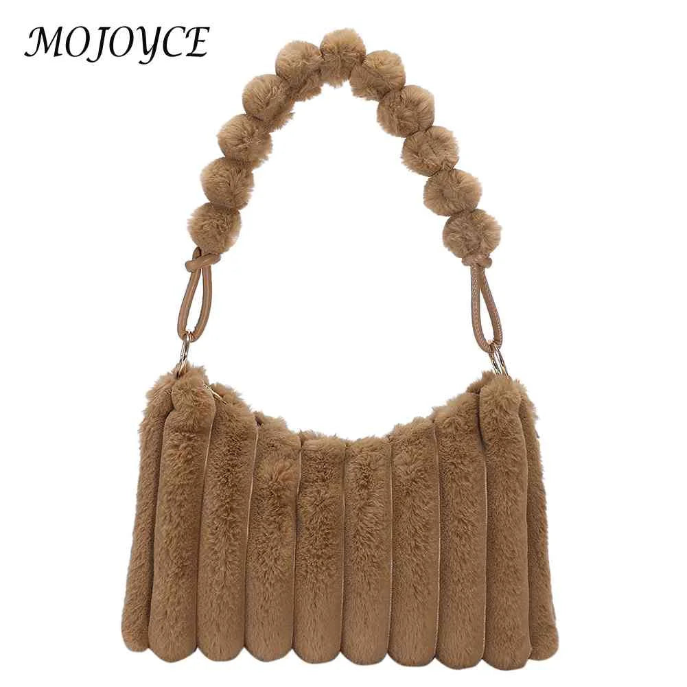 Plush Fluffy Winter Shopper Underarm Bag for Women