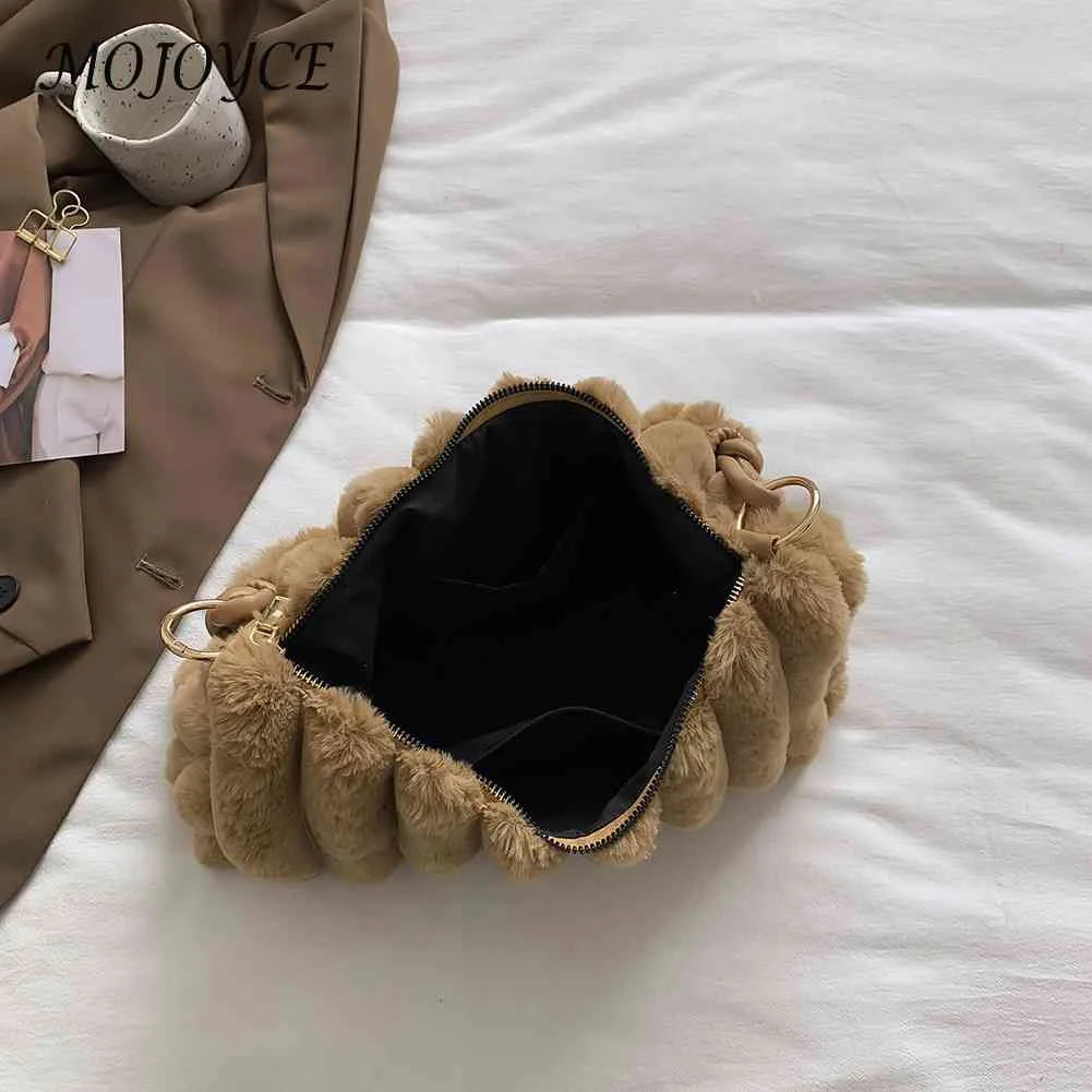 Plush Fluffy Winter Shopper Underarm Bag for Women