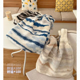 Vintage Style Ink Print Shoulder Bag - Faux Fur Hand Bag