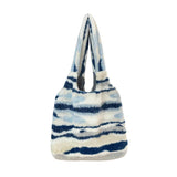 Vintage Style Ink Print Shoulder Bag - Faux Fur Hand Bag