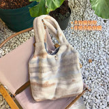 Vintage Style Ink Print Shoulder Bag - Faux Fur Hand Bag