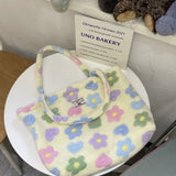 Winter Soft Plush Girls Floral Shoulder Bag Flower Women Faux Fur Casual Tote Ba