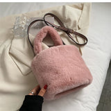 Soft Plush Women's Faux Fur Crossbody Bag Solid Messenger Handbag