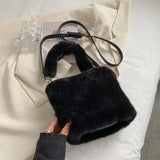 Soft Plush Women's Faux Fur Crossbody Bag Solid Messenger Handbag