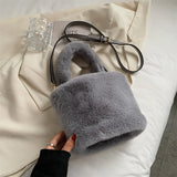 Soft Plush Women's Faux Fur Crossbody Bag Solid Messenger Handbag