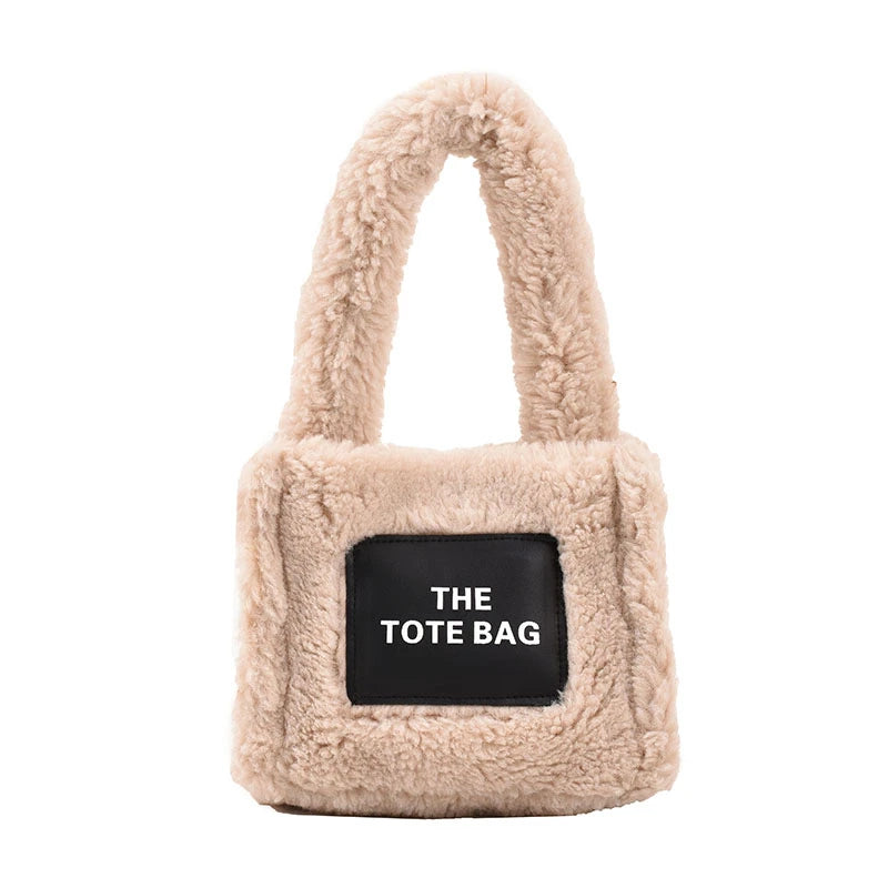 Winter Plush Tote Bag Lambswool Women's Handbags Chain Shoulder Crossbody Bags