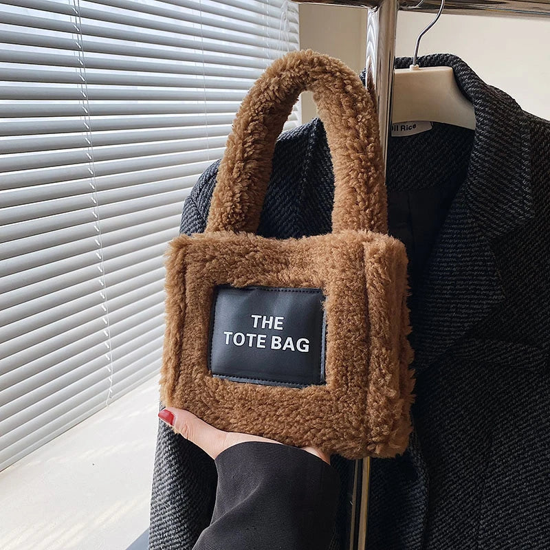 Winter Plush Tote Bag Lambswool Women's Handbags Chain Shoulder Crossbody Bags