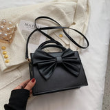 Winter Solid Big Handbag For Women High Pu Leather Bow Single Shoulder Bag