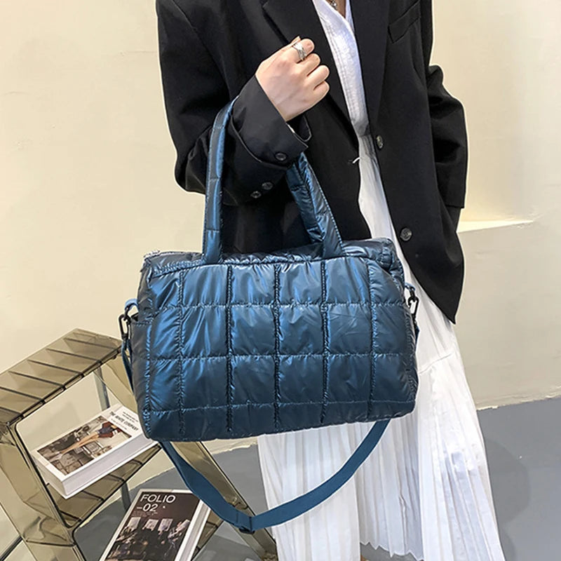 Winter Space Cotton Handbag Female Large Capacity Shoulder Bag Nylon Tote Bag