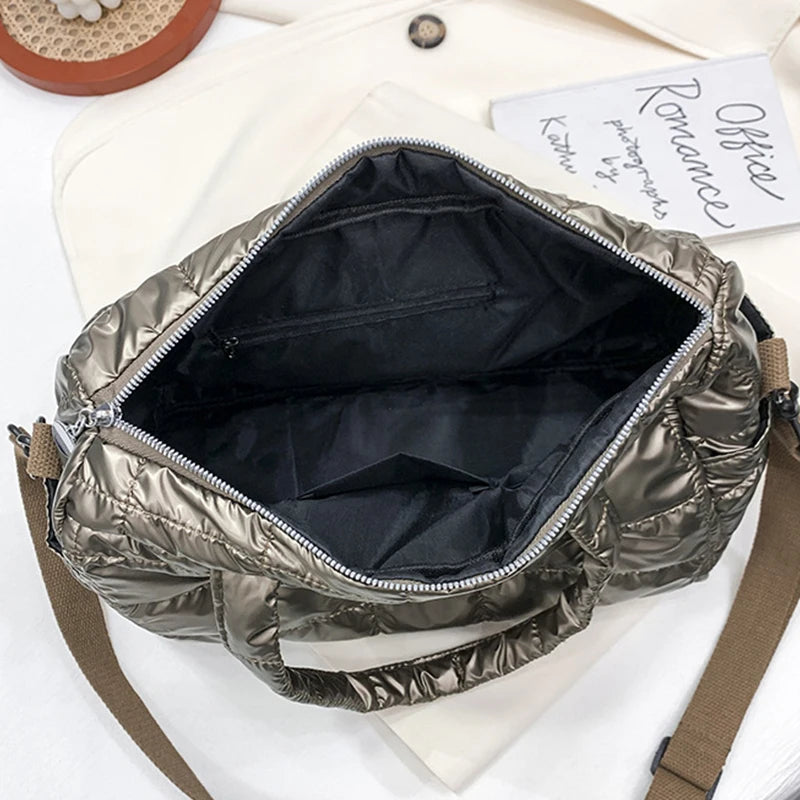 Winter Space Cotton Handbag Female Large Capacity Shoulder Bag Nylon Tote Bag