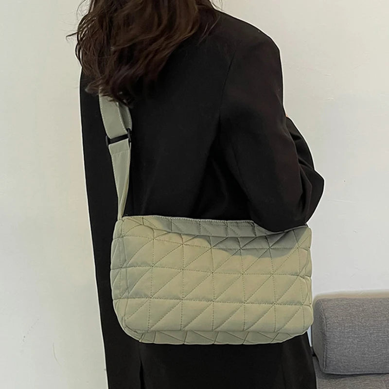 Winter Space Cotton Shoulder Bag For Women High Padded Crossbody Bag