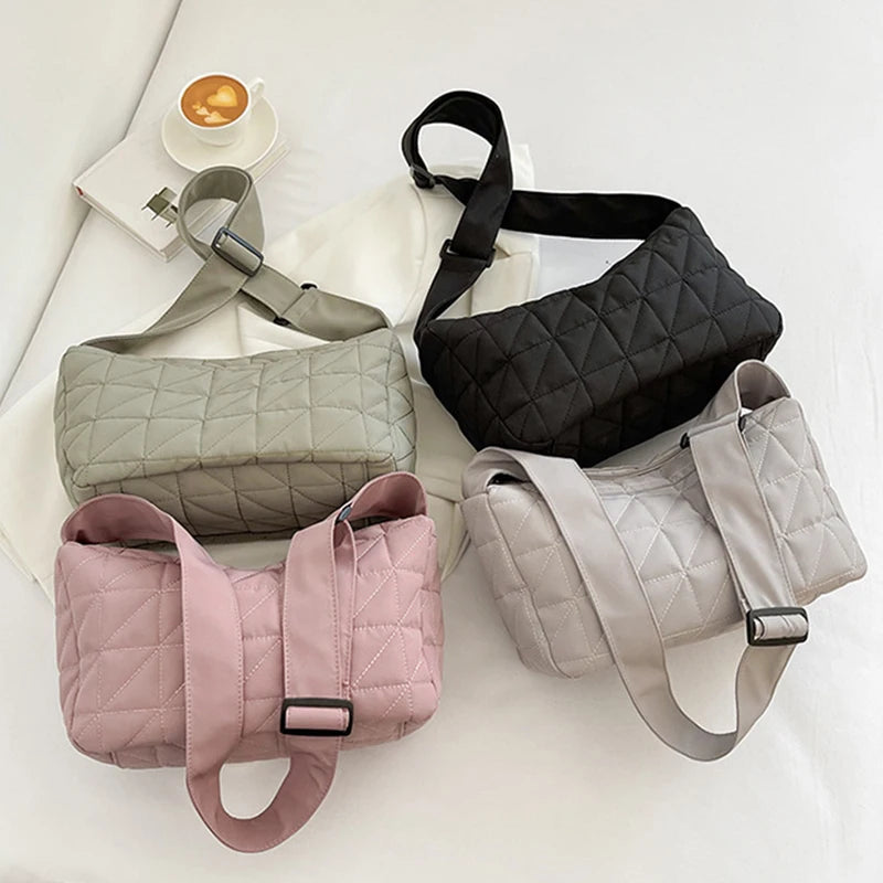 Winter Space Cotton Shoulder Bag For Women High Padded Crossbody Bag