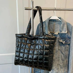 Winter Space Cotton Tote Women Large Capacity Padded Shoulder Bag