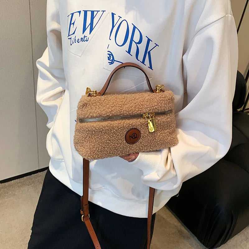 Winter Women Bags Woolen Handbags Crossbody Bags Plush Women Shoulder Bag Purse