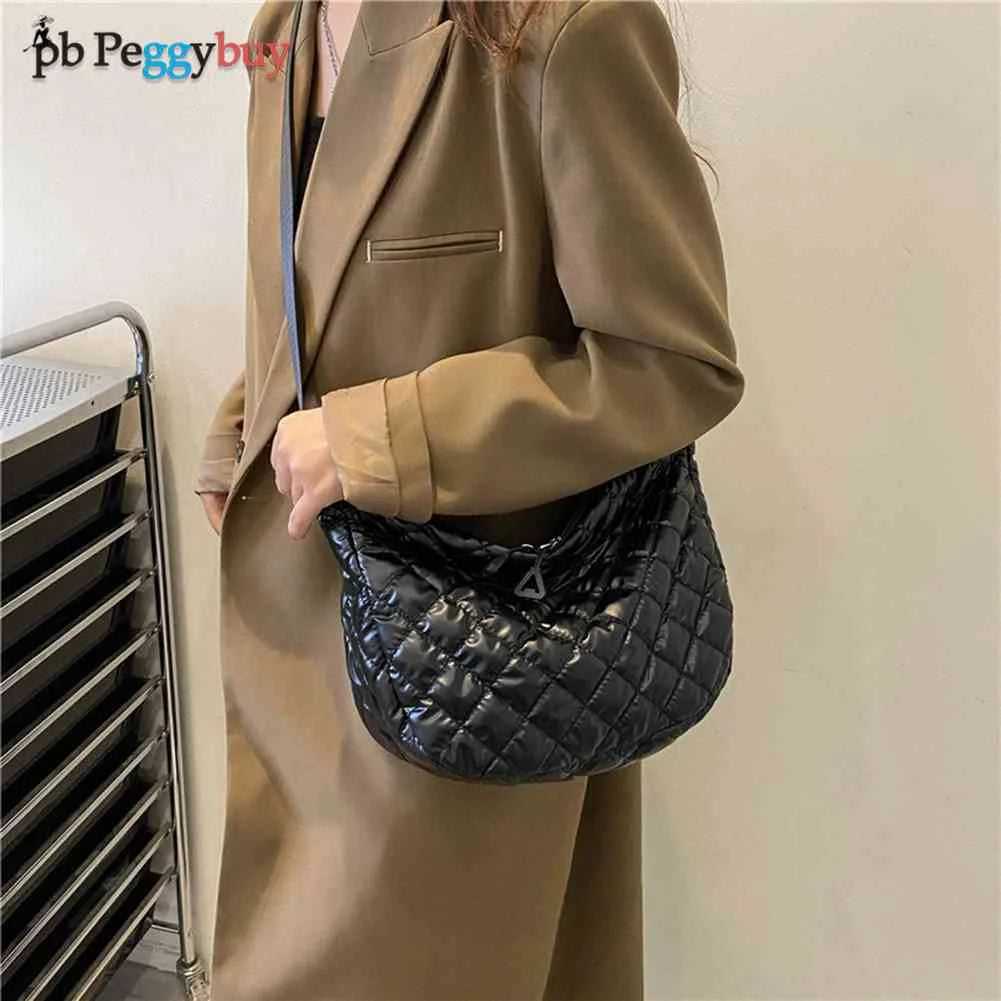 Winter Women Shoulder Bag Space Cotton Handbags Casual Ladies Padded Quilted Cro