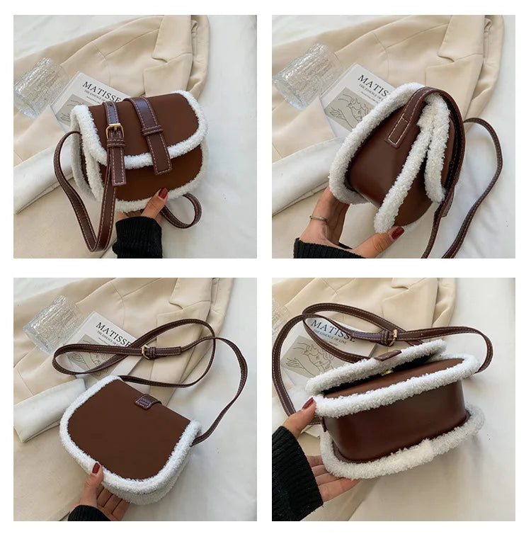 Winter Women Shoulder Bags Female Crossbody Bags Armpit Square Saddle Bags