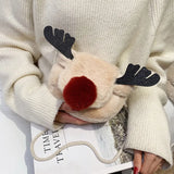 Winter Furry Reindeer Christmas Shoulder Bag Solid Square Bag