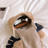Winter Furry Reindeer Christmas Shoulder Bag Solid Square Bag
