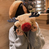 Winter Furry Reindeer Christmas Shoulder Bag Solid Square Bag