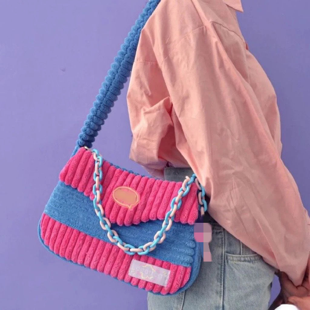Winter Plush Underarm Bag Corduroy Handbag