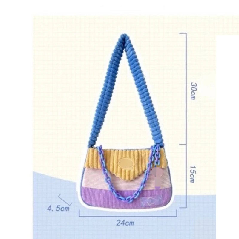 Winter Plush Underarm Bag Corduroy Handbag