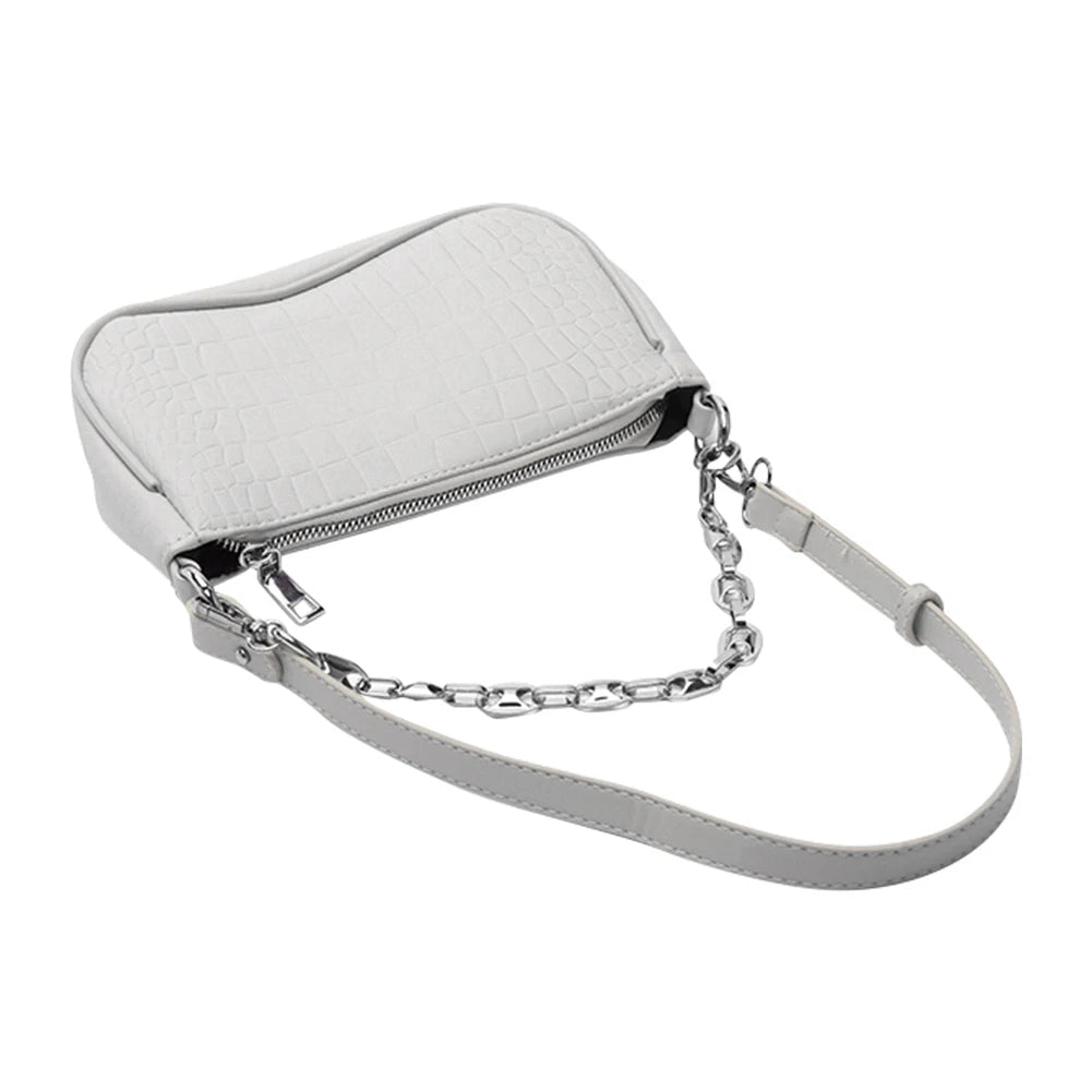 Crocodile Pattern PU Leather Handbag with Chain Strap