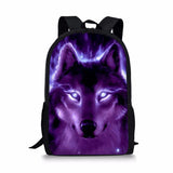 Wolf Print Backpack Pencil & Lunch Bag Set for Kids