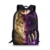 Wolf Print Backpack Pencil & Lunch Bag Set for Kids