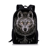 Wolf Print Backpack Pencil & Lunch Bag Set for Kids