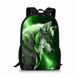 Wolf Printing Pattern School Backpacks & Pencil Bag & Lunch Bag