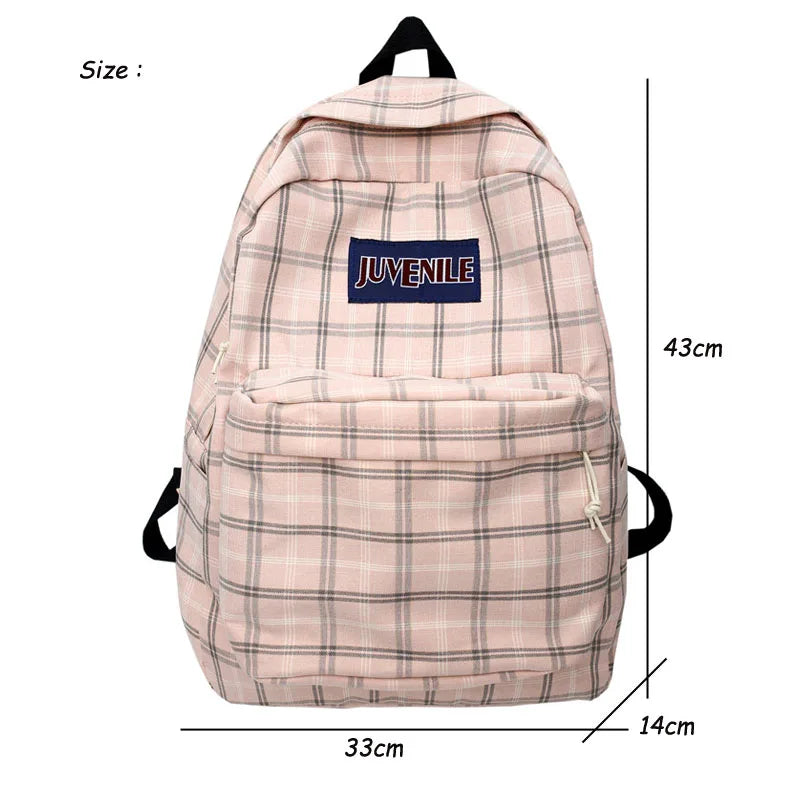 Plaid Rucksack Lightweight Book BagPack Schoolbag Teen Girls Boys