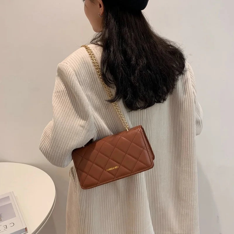 Woman Small Square Bag PU Leather Messenger Casual Multifunction