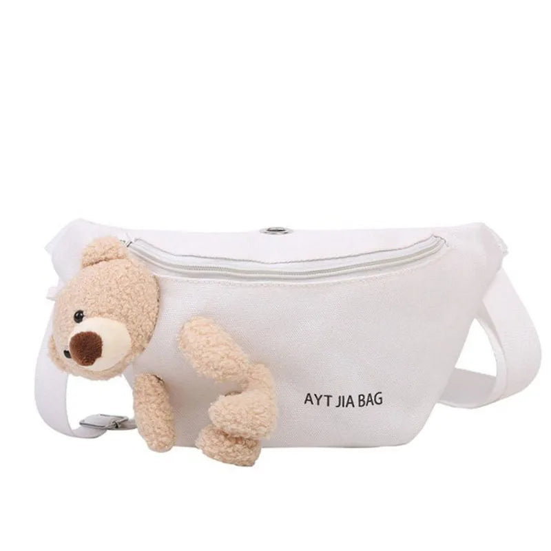 Cartoon Teddy Bear Chest Pack Canvas Waist Bag