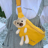 Cartoon Teddy Bear Chest Pack Canvas Waist Bag