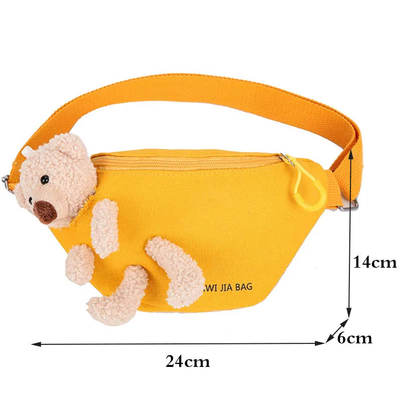 Cartoon Teddy Bear Chest Pack Canvas Waist Bag