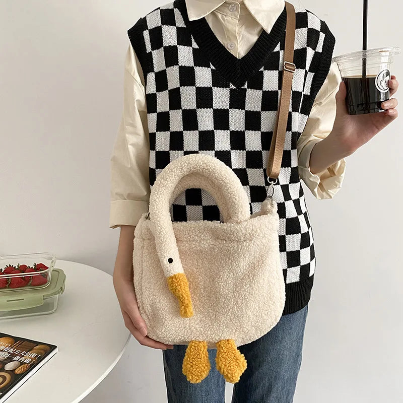 Goose Cashmere Shoulder Bag Girl Cashmere Handbag Portable Messenger Bag
