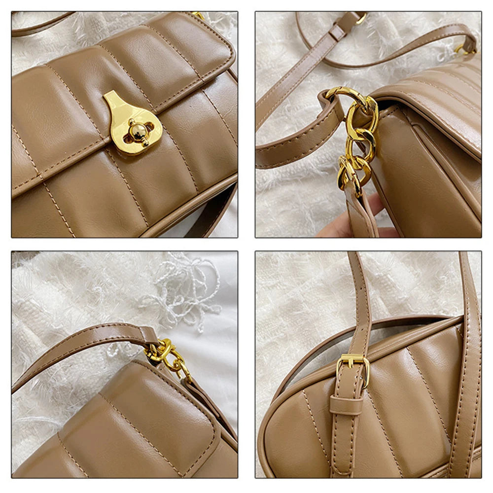 Women Shoulder Bags Stripe Messenger Bags Solid Casual Square Bags