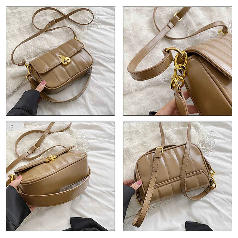Women Shoulder Bags Stripe Messenger Bags Solid Casual Square Bags