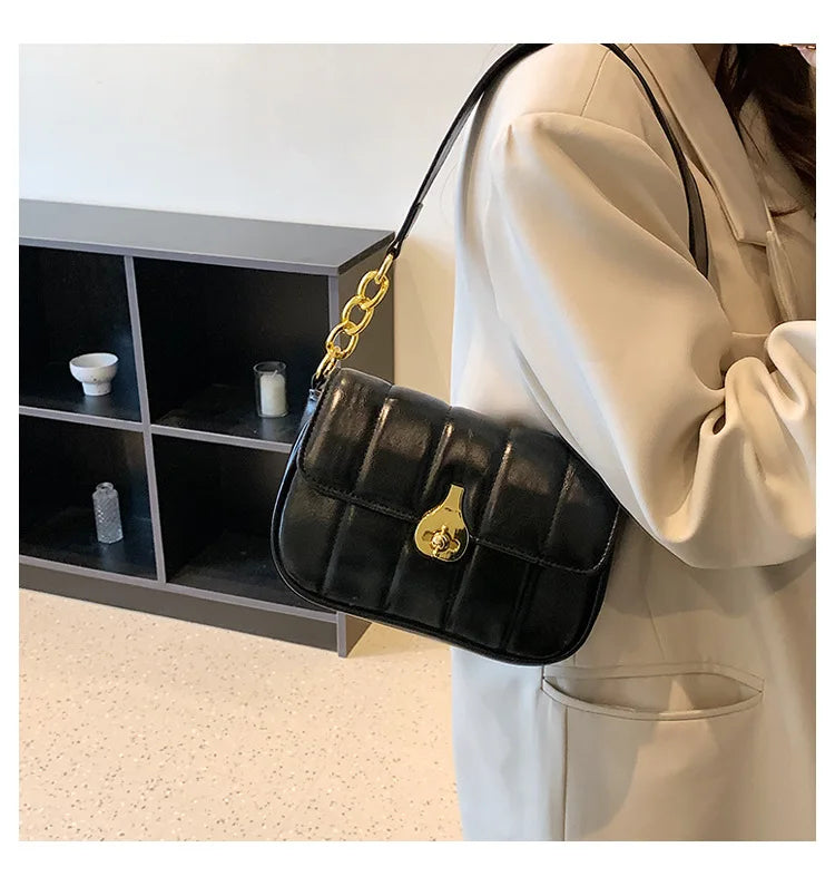 Women Shoulder Bags Stripe Messenger Bags Solid Casual Square Bags