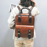 Brown Teenage Girls Anti Theft Backpack Waterproof Vintage Laptop Big Travel Bag