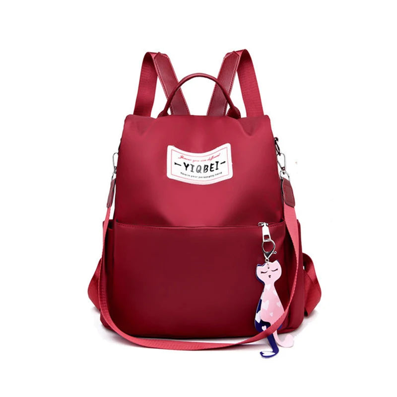 Women Anti-theft Backpack Solid Female School Bag
