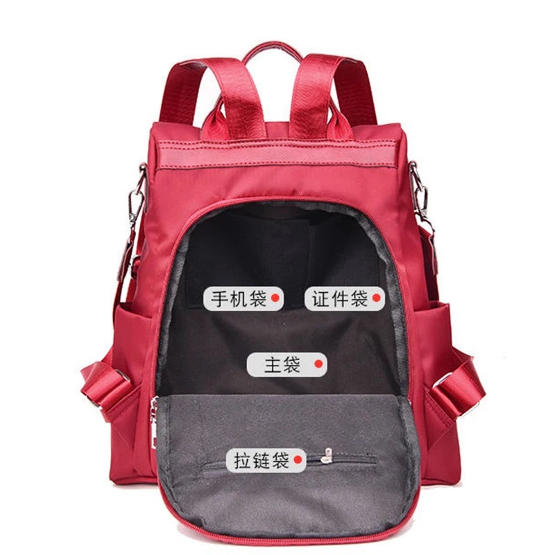 Women Anti-theft Backpack Solid Female School Bag