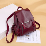 Women Backpack Large Capacity PU Leather For Teenage Girls Solid Travel Bag