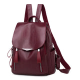 Women Backpack Large Capacity PU Leather For Teenage Girls Solid Travel Bag