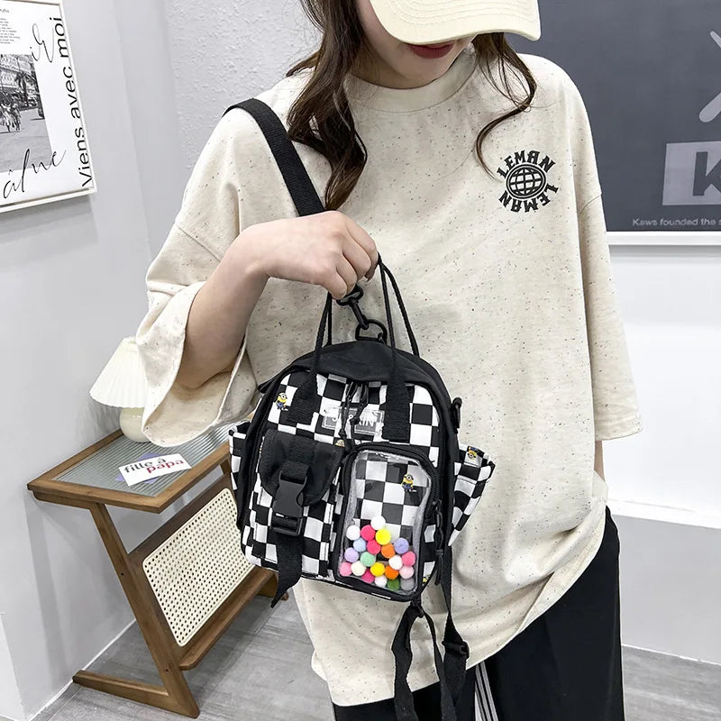 Canvas Mini Backpack Women Kawaii Badge Bag Girl School Mochila Portfolio