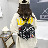 Canvas Mini Backpack Women Kawaii Badge Bag Girl School Mochila Portfolio