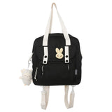 Women Canvas Mini Backpack with Kawaii Badge for School