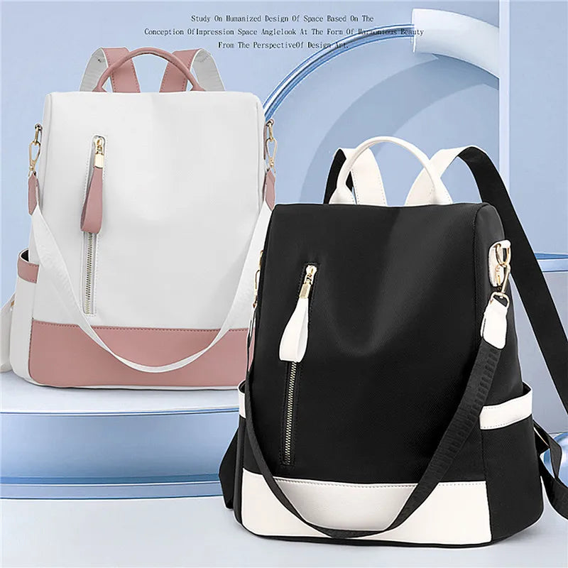 Women Backpack Casual Shoulder Bag Nylon Fabric Daypack Stylish