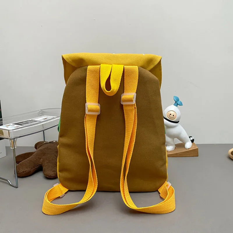 Hamburger Canvas School Bag Girl Creative Storage Bags